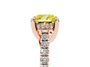 Cushion Cut Hidden Halo Pave Engagement Ring Setting for a Fancy Yellow Lab-Grown Diamond | Claw Prongs | Rose Gold