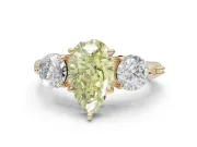 Pear-Shaped Three Stone Engagement Ring Setting for a Fancy Yellow Lab-Grown Diamond | Tapered Pave Band | Yellow Gold