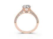 Round Vintage Hidden Halo Engagement Ring Setting | Milgrain Pave Band | Rose Gold
