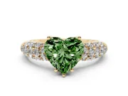 Heart-Shaped Close Set Pave Engagement Ring Setting for a Fancy Green Lab-Grown Diamond | Multi Row | Yellow Gold