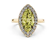 Marquise Thin Halo Engagement Ring Setting for a Fancy Yellow Lab-Grown Diamond | Plain Polished Band | Yellow Gold