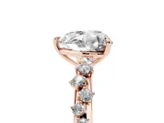 Heart Cut Diamond Cluster Solitaire Ring Set in Rose gold with Prong Setting