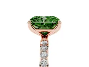 Radiant Cut Pave Engagement Ring Setting for a Fancy Green Lab-Grown Diamond | Slim Band | Rose Gold