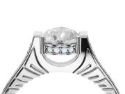 Pear-Shaped Vintage Cathedral Engagement Ring Setting | Carved Band | White Gold