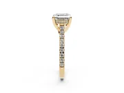 Asscher Cut Hidden Halo Pave Engagement Ring Setting | Claw Prongs | Yellow Gold