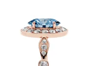 Oval Halo Engagement Ring Setting for a Fancy Blue Lab-Grown Diamond | Bezel Stations | Rose Gold