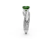 Fancy Green Radiant Cut Diamond Solitaire Twist Band Ring Set in Platinum with Pavé Setting and Prong Head