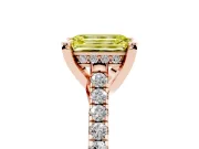 Emerald Cut Hidden Halo Pave Engagement Ring Setting for a Fancy Yellow Lab-Grown Diamond | Claw Prongs | Rose Gold