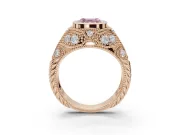 Asscher Cut Vintage Bezel Engagement Ring Setting for a Fancy Pink Lab-Grown Diamond | Rose Gold
