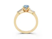 Pear-Shaped Three-Stone Engagement Ring Setting for a Fancy Blue Lab-Grown Diamond | Tapered Baguettes | Yellow Gold