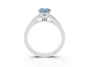 Fancy Blue Oval Cut Diamond Solitaire Ring Set in White gold with Channel-Set Band and Prong Setting