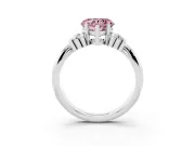 Fancy Pink Three-Stone Heart Cut Diamond Channel Set Ring Set in Silver with Bar Prongs