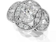 Heart-Shaped Vintage Floral Halo Engagement Ring Setting | Engraved Milgrain Band | Sterling Silver