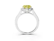 Heart-Shaped Petal Tip Halo Engagement Ring Setting for a Fancy Yellow Lab-Grown Diamond | Pavé Band | Sterling Silver
