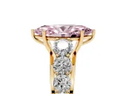 Marquise Graduated Side Stone Engagement Ring Setting for a Fancy Pink Lab-Grown Diamond | Flat Top Band | Yellow Gold