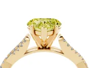 Fancy Yellow Heart Cut Diamond Solitaire Engagement Ring Set in Yellow gold with Twisted Pavé Band and Prong Setting