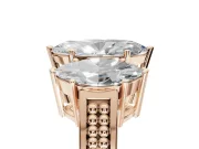 Marquise Three Stone Engagement Ring Setting | Beaded Shoulders | Rose Gold
