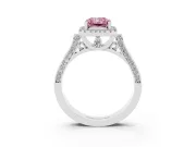 Radiant Cut Halo Engagement Ring Setting for a Fancy Pink Lab-Grown Diamond | Pavé Panel Shoulders | Platinum
