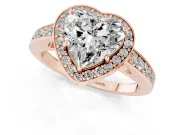 Heart-Shaped Framed Halo Engagement Ring Setting | Graduated Pavé Band | Rose Gold
