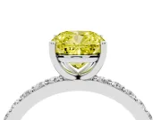 Cushion Cut Engagement Ring Setting for a Fancy Yellow Lab-Grown Diamond | Sterling Silver - Design NV-24514