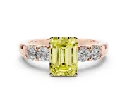Emerald Cut Five Stone Engagement Ring Setting for a Fancy Yellow Lab-Grown Diamond | Rose Gold