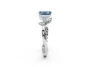 Emerald Cut Floral Vine Engagement Ring Setting for a Fancy Blue Lab-Grown Diamond | Platinum