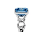Asscher Cut Five Stone Engagement Ring Setting for a Fancy Blue Lab-Grown Diamond | Prong Set Side Stones | Platinum
