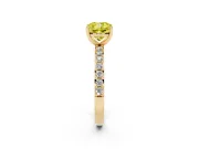 Fancy Yellow Cushion Cut Diamond Solitaire Set in Yellow gold with Round Pavé Band and Prong Setting