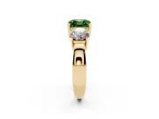 Asscher Cut Three Stone Engagement Ring Setting for a Fancy Green Lab-Grown Diamond | Wide Plain Band | Yellow Gold