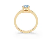 Fancy Blue Pear Cut Diamond Solitaire Ring Set in Yellow gold with Prong Head and Smooth Polished Band