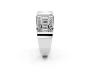 Emerald Cut Men's Graduated Baguette Engagement Ring Setting | Raised Frame Head | Sterling Silver