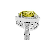 Fancy Yellow Heart Cut Diamond Halo Ring Set in Silver with Pavé-Setting Band and Open Prong Center