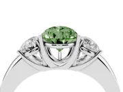 Pear-Shaped Three Stone Engagement Ring Setting for a Fancy Green Lab-Grown Diamond | Matching Side Stones | Platinum