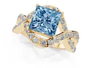 Princess Cut Infinity Twist Engagement Ring Setting for a Fancy Blue Lab-Grown Diamond | Yellow Gold