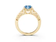 Cushion Cut Floral Pavé Engagement Ring Setting for a Fancy Blue Lab-Grown Diamond | Yellow Gold