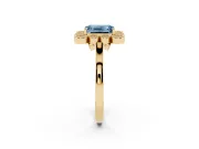 Emerald Cut Milgrain Cluster Halo Engagement Ring Setting for a Fancy Blue Lab-Grown Diamond | Plain Band | Yellow Gold