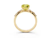 Fancy Yellow Princess Cut Diamond Cluster Solitaire Ring Set in Yellow gold with Prong Setting