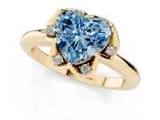 Heart-Shaped Petal Halo Engagement Ring Setting for a Fancy Blue Lab-Grown Diamond | Yellow Gold