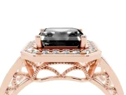 Asscher Cut Halo Engagement Ring Setting for a Black Center | Channel-Set Split Shank | Rose Gold