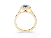 Emerald Cut Halo Engagement Ring Setting for a Fancy Blue Lab-Grown Diamond | Tapered Band | Yellow Gold