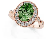 Oval Halo Engagement Ring Setting for a Fancy Green Lab-Grown Diamond | Bezel Stations | Rose Gold