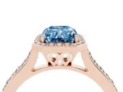 Radiant Cut Halo Engagement Ring Setting for a Fancy Blue Lab-Grown Diamond | Rose Gold - Design NV-24729