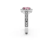 Oval Milgrain Halo Engagement Ring Setting for a Fancy Pink Lab-Grown Diamond | Platinum