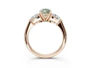 Pear-Shaped 3-Stone Engagement Ring Setting for a Fancy Green Lab-Grown Diamond | Rose Gold