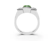 Radiant Cut Channel-Set Three Stone Engagement Ring Setting for a Fancy Green Lab-Grown Diamond | Platinum