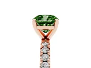 Fancy Green Cushion Cut Diamond Pavé Band Solitaire Set in Rose gold with Prong Setting