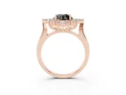 Round Cluster Halo Engagement Ring Setting for a Black Center | Rose Gold