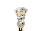Round Five Stone Engagement Ring Setting | Prong Set Side Stones | Yellow Gold