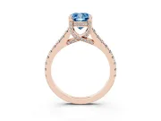 Cushion Cut Hidden Halo Pave Engagement Ring Setting for a Fancy Blue Lab-Grown Diamond | Claw Prongs | Rose Gold