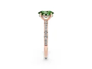Fancy Green Oval Cut Diamond Pavé Band Ring Set in Rose gold with Prong-Set Center Stone